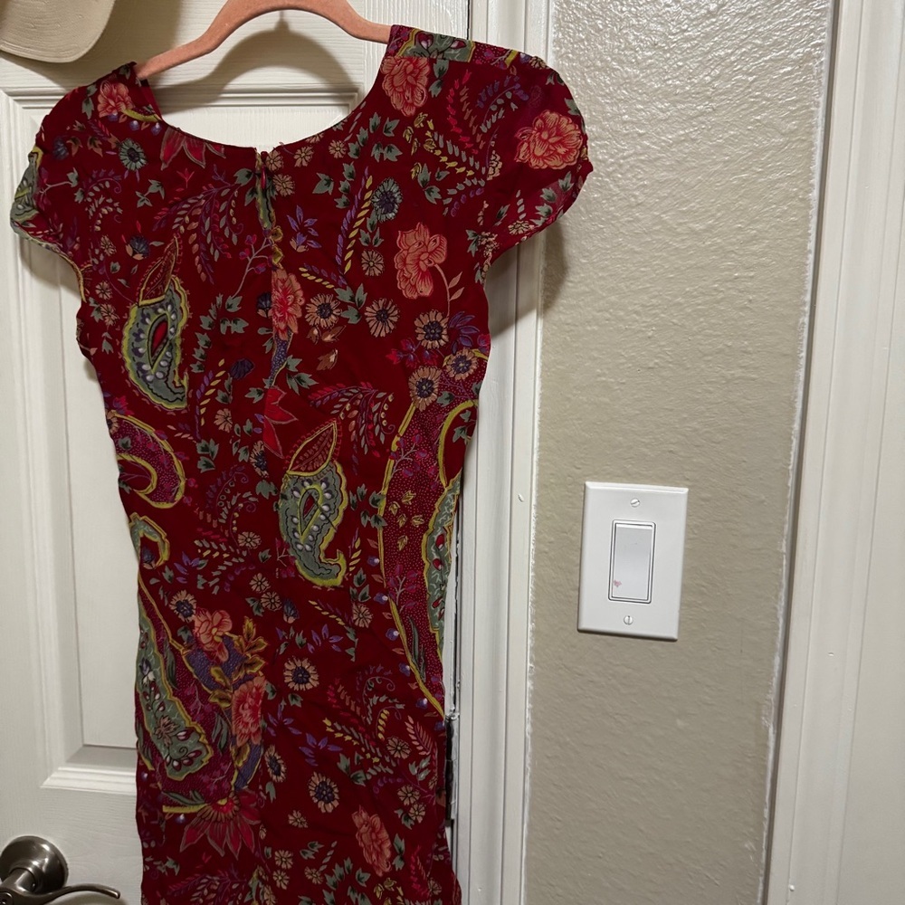 Vintage Elegant Paisley Red Dress - Picture 7 of 8